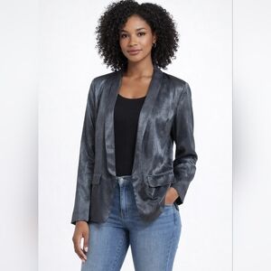 Chelsea28 Metallic Charcoal Open-Front Blazer